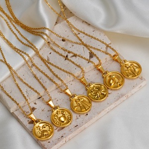 Zodiac <span class=keywords><strong>Horoscope</strong></span> pièce <span class=keywords><strong>signe</strong></span> or rempli plaqué acier inoxydable bijoux chaîne Fine mode bijoux colliers Pvd étanche 2024 - Product Image 5