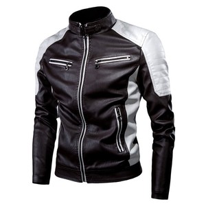 Chaquetas <span class=keywords><strong>de</strong></span> cuero PU para hombre, estilo motero, ajustadas, informales, a prueba <span class=keywords><strong>de</strong></span> viento, con cuello alto, para invierno. - Product Image 5