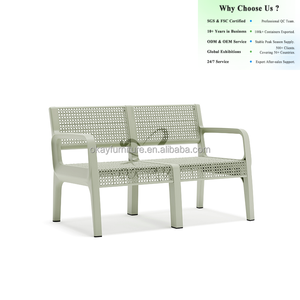 Canapé d'extérieur OKAY, couleurs au choix, fauteuil 2 places d'inspiration rétro avec aspect cannage, léger pour balcon, canapé en plastique durable - Product Image 1