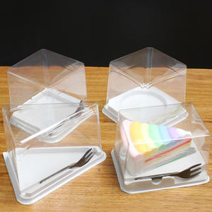 Boîte d'emballage de gâteau carrée transparente de 2 pouces avec fourchette Mousse Gâteau Dessert Pâtisserie Cookie Containers Blister Box - Product Image 4