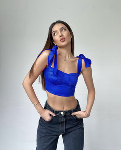 Women Summer New Arrivals <strong>Red</strong> Pleated Elegant Lace up Bow Tank <strong>Tops</strong> Ladies Slim Off Shoulder Cute <strong>Crop</strong> <strong>Top</strong> - Product Image 6