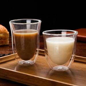 Moderno <span class=keywords><strong>trasparente</strong></span> 80ml borosilicato a doppia parete di <span class=keywords><strong>vetro</strong></span> caffè tè Cappuccino Espresso isolante bicchieri tazza e piattino - Product Image 4