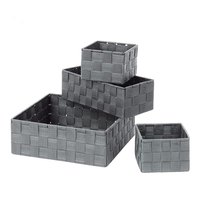 Organisateur multifonctionnel de rangement d'articles divers pour le bureau à domicile 4pcs panier de rangement en plastique et nylon tissé