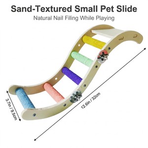 <span class=keywords><strong>Escalera</strong></span> de Escalada con Textura de Arena para Pecios de Azúcar y Ardillas - Puente de Madera para Jaula con 5 Peldaños de Grano Mineral de 12.6in/32cm - Product Image 2