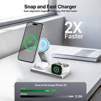 Opvouwbaar 3-in-1 draadloos oplaadstation Magnetische draadloze oplader Qi2.2 1 25W 15W Draagbare telefoonstandaard voor iPhone Airpods Watch