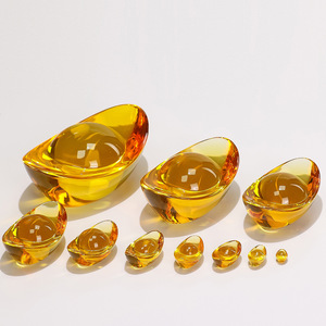 Adorno de Cristal en Forma de Lingote, Ovalado Amarillo, Decoración para el Hogar, Colección de Regalos - Product Image 1