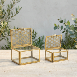 Boîte de rangement et de décoration pour bijoux en verre avec cadre en laiton miniature de luxe pour fabricants - Product Image 5