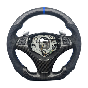 Volante in Fibra di Carbonio con Pelle Traforata e Cuciture <span class=keywords><strong>Blu</strong></span> per BMW E90, Prodotto Popolare - Product Image 1