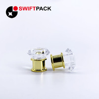 Capuchons de bouteille de parfum scintillants en acrylique doré + pp, personnalisé, couronne transparente, vente en gros, pièces