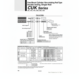 Pièces pneumatiques CDUK6-15D de cylindre de montage libre de SMC Pneumatics - Product Image 1
