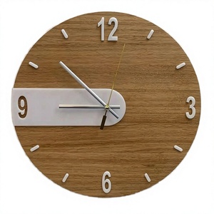 Horloge murale moderne avec finition en bois naturel, lumière nocturne, mouvement silencieux, pour la décoration de la maison, du bureau ou du salon - Product Image 2