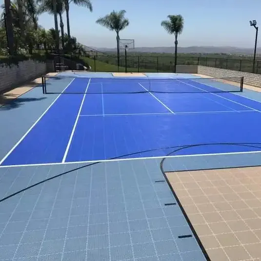Anti-UV plastic tennis court flooring tiles outdoor indoor pp tennis court floor mat carpet for sports club gym project