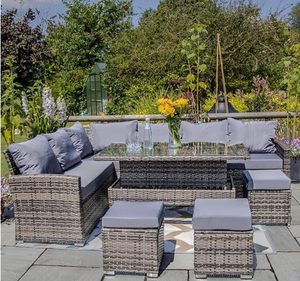 Ensemble <span class=keywords><strong>de</strong></span> <span class=keywords><strong>salon</strong></span> <span class=keywords><strong>de</strong></span> <span class=keywords><strong>jardin</strong></span> en rotin en forme <span class=keywords><strong>de</strong></span> L <span class=keywords><strong>pour</strong></span> 8 <span class=keywords><strong>personnes</strong></span> avec canapé - Product Image 4