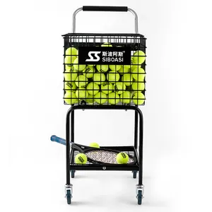 Wheeled Pop Rack Metal Storage Stand Wire Basket Display For Tennis Ball Trolley tennis ball cart tennis ball basket cart