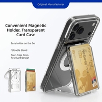 Support de téléphone magnétique en PC avec béquille intégrée, design transparent, glissière verticale, support magnétique puissant