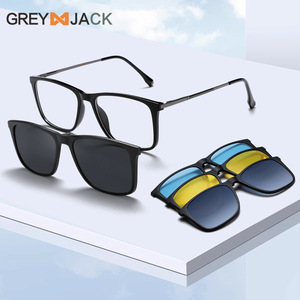 Nouvelles lunettes magnétiques avec verres polarisés, montures carrées en métal TR, protection UV400, unisexe, verres TAC noirs - Product Image 2