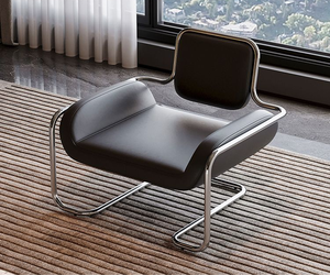 Sedia di Design Nordico in Acciaio Inox Stile Medievale, Poltrona Singola Minimalista di Lusso per Soggiorno e Reception - Product Image 2