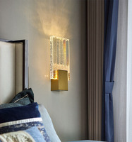 Lampe murale LED moderne et simple en acier inoxydable et cuivre avec cristaux, 6W, pour salon, chambre à coucher, chevet