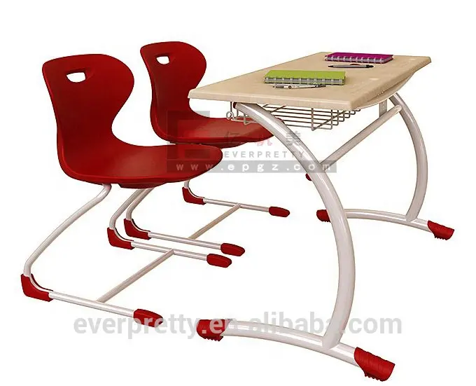 Import Furniture from China Educational School Furniture Malaysia Wood Double Table and Chair