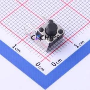TC-6615-6-260G Tactile Switch Bent Lead Through Hole-4P,6x6mm Switch Single Pole Single Throw Round Button 2.6N Right Angle - Product Image 1
