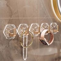 Crochets muraux hexagonaux autocollants, imperméables, sans perçage, pour salle de bain, cuisine, porte, rangement domestique