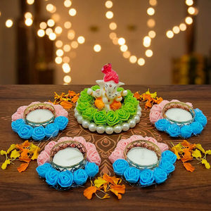 Support de bougie chauffe-plat coloré en forme de fleur, magnifique support décoratif pour le festival Diwali, cadeau de mariage, souvenir pour les invités, décoration intérieure - Product Image 3