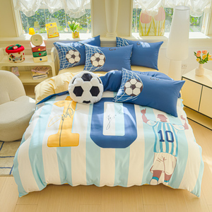 Vigoureux Football Garçon Adolescents Polyester <span class=keywords><strong>Drap</strong></span> Couverture Broderie Doux Contton Housse de Couette Ensemble de Literie 4 en 1 - Product Image 1