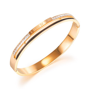 2024 alta calidad China fábrica 316L Acero inoxidable Micro circón pulseras oro rosa encanto brazalete para mujer - Product Image 1