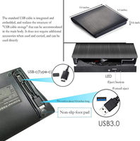 Slanke externe CD/DVD-drive USB 3.0 + USB-C TYPE-C Dual-interface speler/brander/lezer voor laptop, pc, Mac, HP