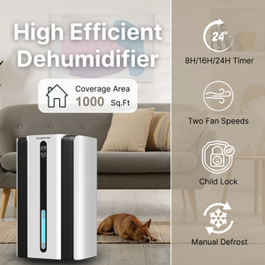 Hashone 2.5L hộ gia đình hấp thụ độ ẩm máy sấy không khí xách tay mini Máy hút ẩm với bộ đếm thời gian chế độ ngủ tự động rã đông tự động tắt - Product Image 3