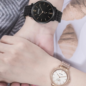 Haut de gamme luxe étanche logo personnalisé unisexe or diamant montres cadeaux ensemble blanc <span class=keywords><strong>Couple</strong></span> montre-bracelet pour homme et femme - Product Image 5