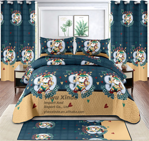 Set Sprei Karakter Kartun Ukuran Twin dengan Gorden 7 Pcs Set Bedcover Berwarna-warni untuk Anak Perempuan atau Laki-laki - Product Image 5