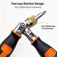 Tournevis à cliquet isotherme chromé bidirectionnel réglable 10-en-1 portable, multifonction pour bricolage