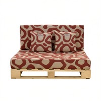 Ensemble de coussins de palettes d'extérieur Manemi 120x80 + 120x50 cm, résistants à l'eau, motif géométrique, toutes saisons, amovibles et lavables