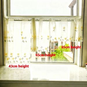 Margarita amarilla bordada poliéster estilo Pastoral media cortina cocina dormitorio transpirable fácil <span class=keywords><strong>de</strong></span> limpiar cortina <span class=keywords><strong>de</strong></span> polvo para todas las estaciones - Product Image 6
