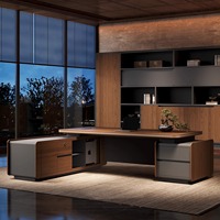 Bureau de direction moderne en forme de L modulaire avec matériau MDF, design luxueux, bureau d'ordinateur pour patron/CEO, chaise