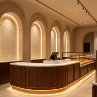 Vitrine de présentation sur mesure pour boulangerie, restaurant, design d'intérieur, avec bois et verre, pour boulangerie de détail