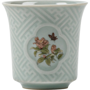 Taza de té de porcelana Guanlan Sky Blue Ru Kiln, taza cilíndrica individual para degustación, para el té de la tarde en casa, estilo chino moderno. - Product Image 5