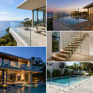 Balustrade en <span class=keywords><strong>verre</strong></span> <span class=keywords><strong>trempé</strong></span> structurel sans cadre pour escalier, balcon, terrasse, clôture de <span class=keywords><strong>piscine</strong></span> - Product Image 6