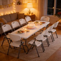 Table pliante en plastique moulé par soufflage de 1,80 m, moderne, simple, empilable, imperméable, portable, pour l'extérieur, pour conférences