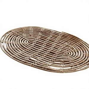 Set de table rond en rotin tressé fait main, dessous de plat en rotin naturel, écologique, décoration de table rustique pour salle à manger et cuisine - Product Image 2
