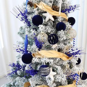 Adornos Decorativos de Bolas de Navidad Flocadas de 8 cm, Bola Decorativa Colgante para Festividades, Elegante Juego de Decoración Navideña para el Hogar y Fiestas - Product Image 2