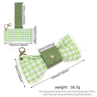 Étui à lunettes mignon en tissu à motif écossais et léopard avec nœud, porte-clés et bouton-pression, sac de rangement pour lunettes, breloque pour sac