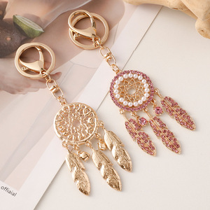 Attrape-rêves en <span class=keywords><strong>macramé</strong></span> avec perles, chaînes, plumes de cristal, pendentif, charme, bijoux, <span class=keywords><strong>porte</strong></span>-clés brillant - Product Image 4