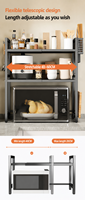 Support de micro-ondes à 2 niveaux, cadre renforcé à double poteau, capacité de charge stable, supports latéraux de 18 mm pour casseroles, poêles et ustensiles de cuisine
