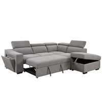 Canapé-lit convertible en tissu de style européen, deux places, en forme de L, avec rangement, rembourrage en éponge, durable, écologique, facile à nettoyer
