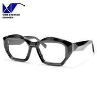 Montura Óptica Poligonal de Acetato Personalizada OEM, Talla 55-17-145, Visión de Alta Definición para Adultos Unisex con Más de 10 Años de Experiencia