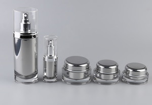 Hình bầu dục Acrylic Bộ Mặt Kem Jar và Lotion chai cổ điển mỹ phẩm bao bì tùy chỉnh chăm sóc da bao bì - Product Image 3