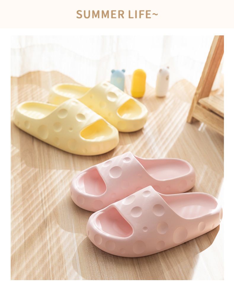 Cheese Slippers Women Home Casual Bathroom Slippers Non-slip Outdoor Soft EVA Slides Shoes