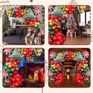 Set Balon Natal Pohon Peppermint Bintang Permen Merah Hijau Emas Lateks Garland Arch Kit Perlengkapan Dekorasi Pesta Natal - Product Image 5